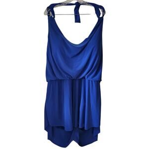 Trim Shaper Blue Halter Top One Piece Swimsuit Plus Size 26W